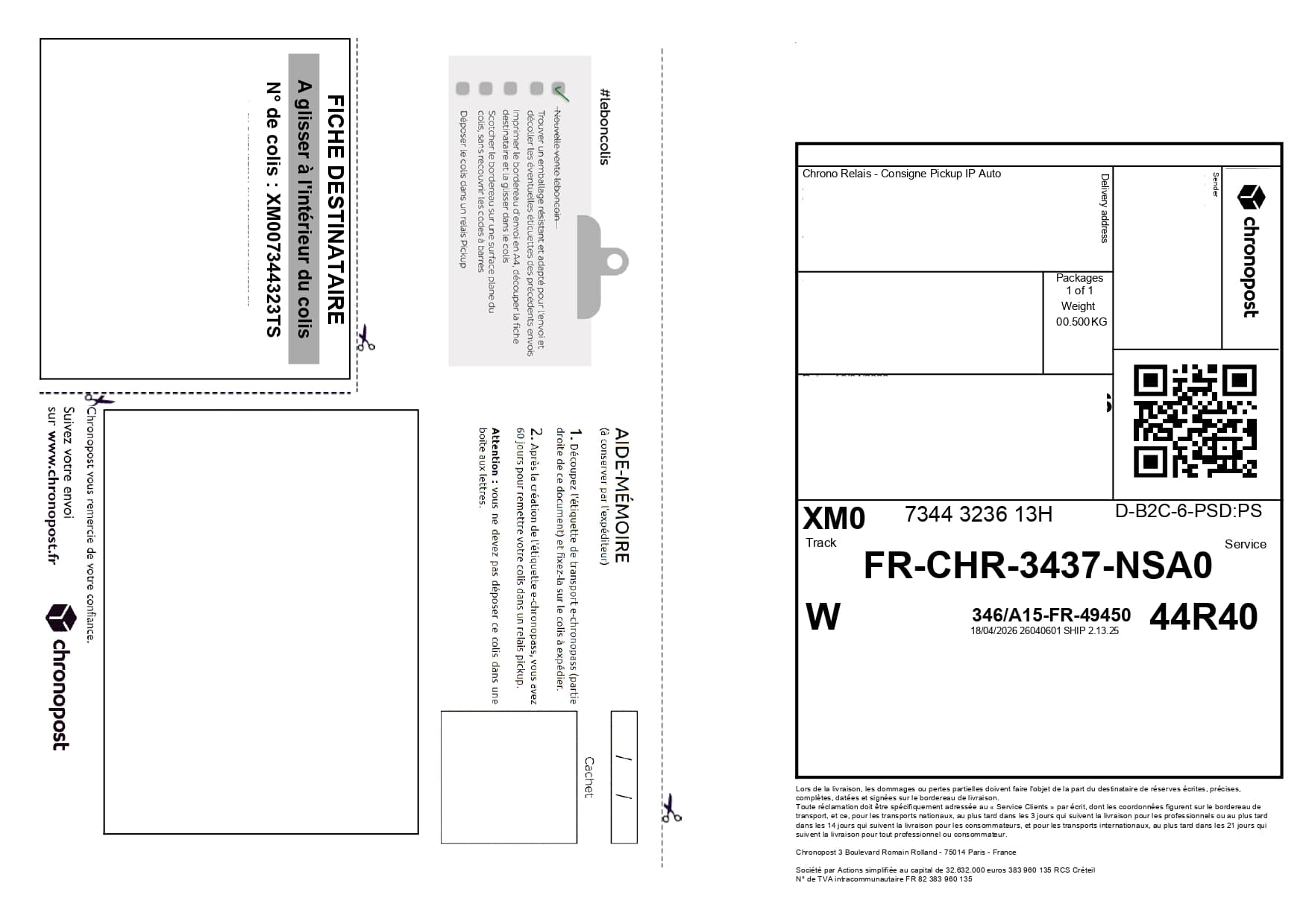 A single shipping label printed on one sheet