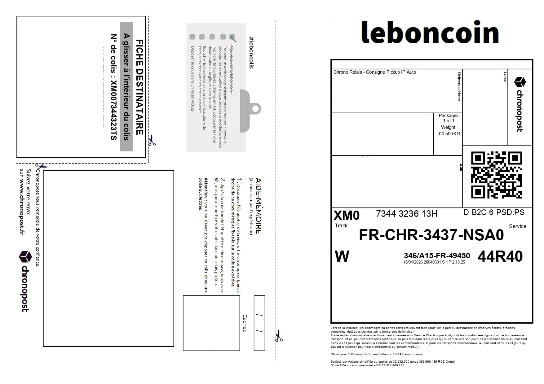 A single Leboncoin label printed on one sheet